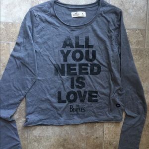 Hollister Beatles Long Sleeve Cropped Shirt